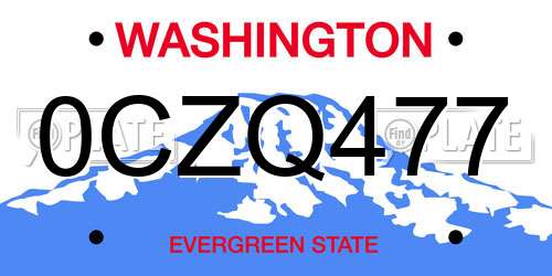 0CZQ477 Washington License Plate