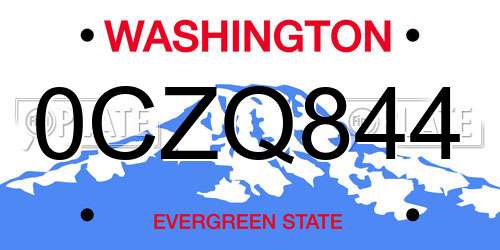 0CZQ844 Washington License Plate