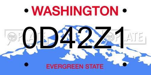 0D42Z1 Washington License Plate