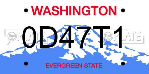 0D47T1 Washington License Plate