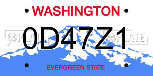 0D47Z1 Washington License Plate