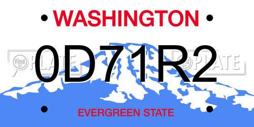 0D71R2 Washington License Plate