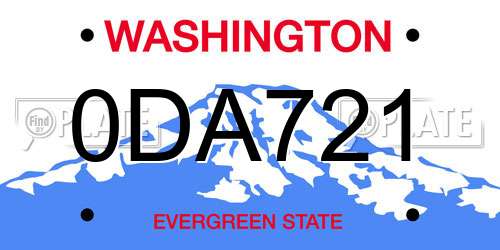 0DA721 Washington License Plate