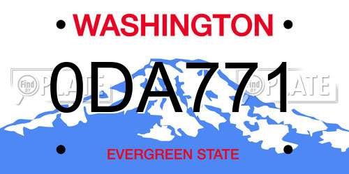 0DA771 Washington License Plate