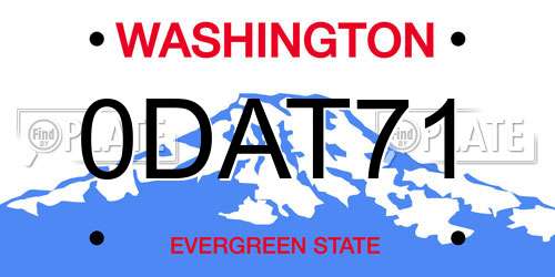 0DAT71 Washington License Plate