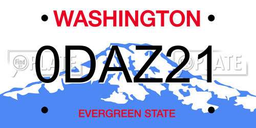 0DAZ21 Washington License Plate