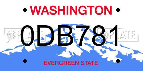0DB781 Washington License Plate