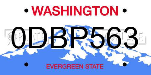 0DBP563 Washington License Plate