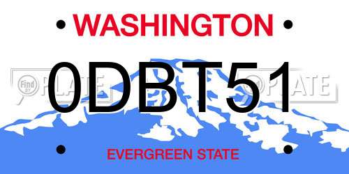 0DBT51 Washington License Plate