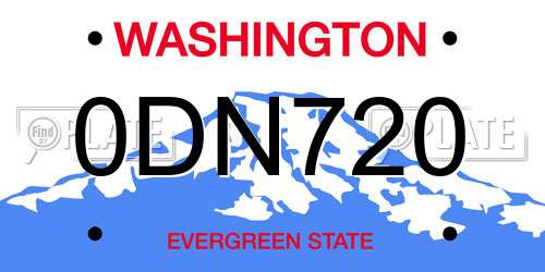 0DN720 Washington License Plate