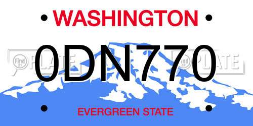 0DN770 Washington License Plate