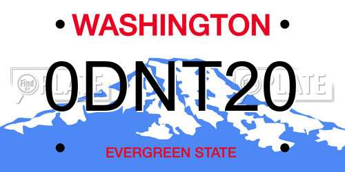 0DNT20 Washington License Plate