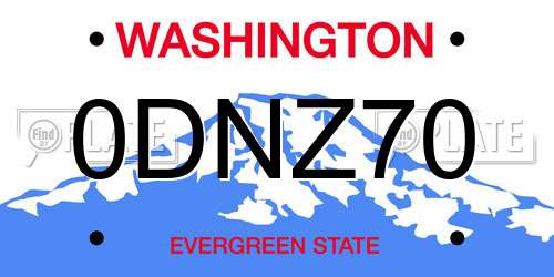0DNZ70 Washington License Plate