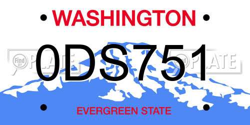0DS751 Washington License Plate