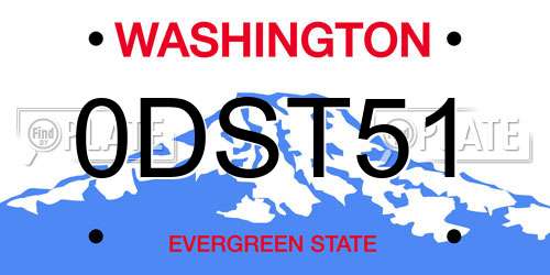 0DST51 Washington License Plate