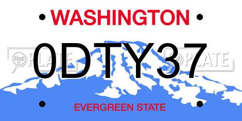 0DTY37 Washington License Plate