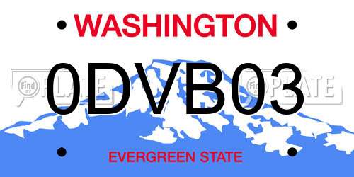 0DVB03 Washington License Plate