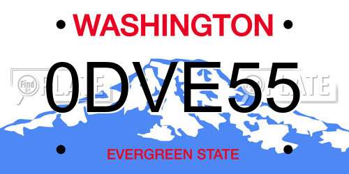 0DVE55 Washington License Plate