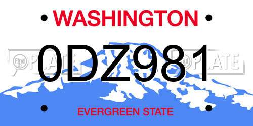 0DZ981 Washington License Plate