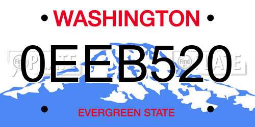 0EEB520 Washington License Plate