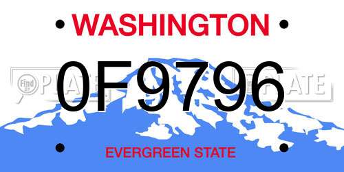 0F9796 Washington License Plate