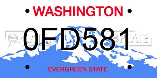 0FD581 Washington License Plate