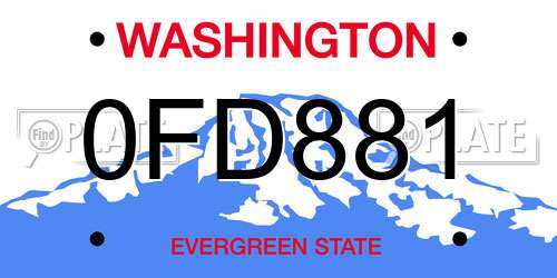 0FD881 Washington License Plate