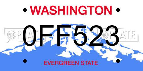 0FF523 Washington License Plate