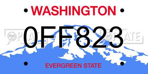 0FF823 Washington License Plate