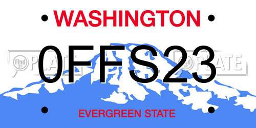 0FFS23 Washington License Plate