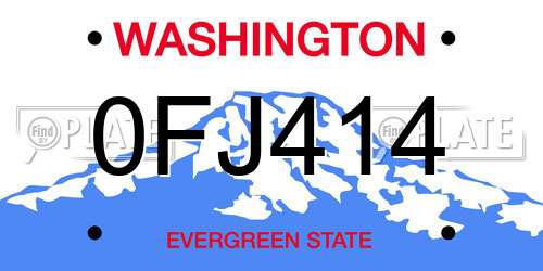 0FJ414 Washington License Plate