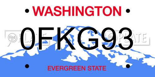 0FKG93 Washington License Plate