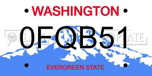 0FQB51 Washington License Plate