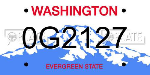 0G2127 Washington License Plate