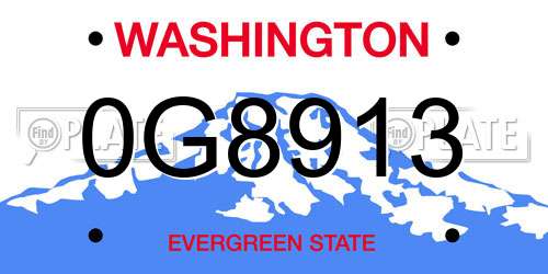 0G8913 Washington License Plate