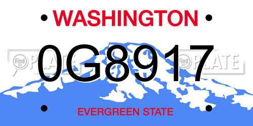 0G8917 Washington License Plate