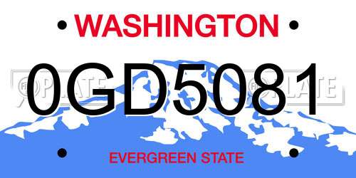 0GD5081 Washington License Plate