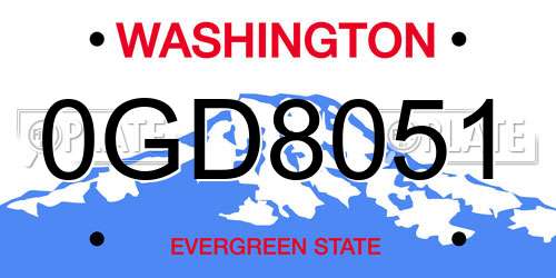 0GD8051 Washington License Plate