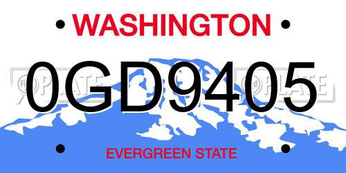 0GD9405 Washington License Plate