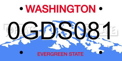 0GDS081 Washington License Plate