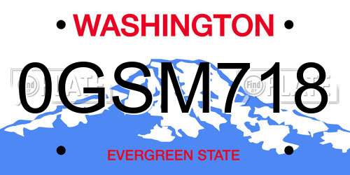 0GSM718 Washington License Plate