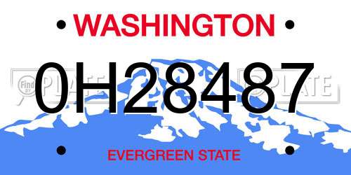 0H28487 Washington License Plate