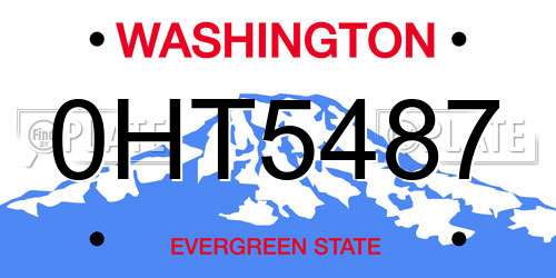 0HT5487 Washington License Plate