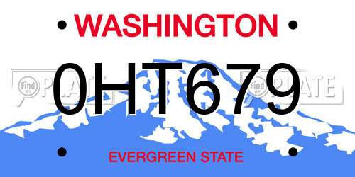 0HT679 Washington License Plate