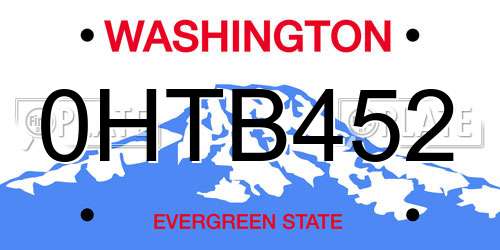 0HTB452 Washington License Plate