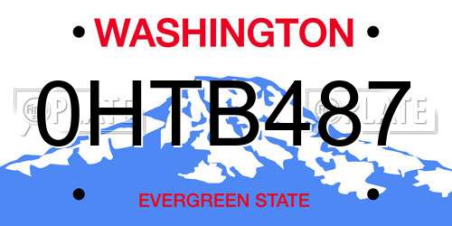 0HTB487 Washington License Plate