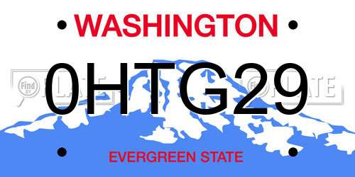 0HTG29 Washington License Plate