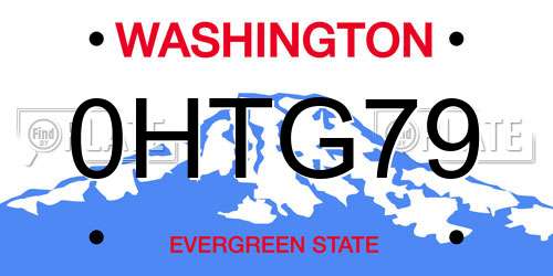 0HTG79 Washington License Plate