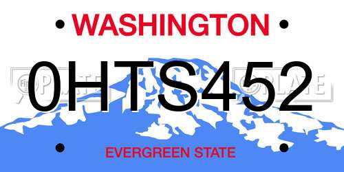 0HTS452 Washington License Plate