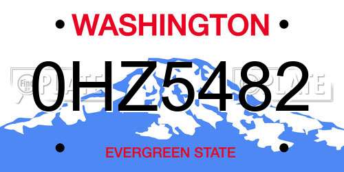 0HZ5482 Washington License Plate